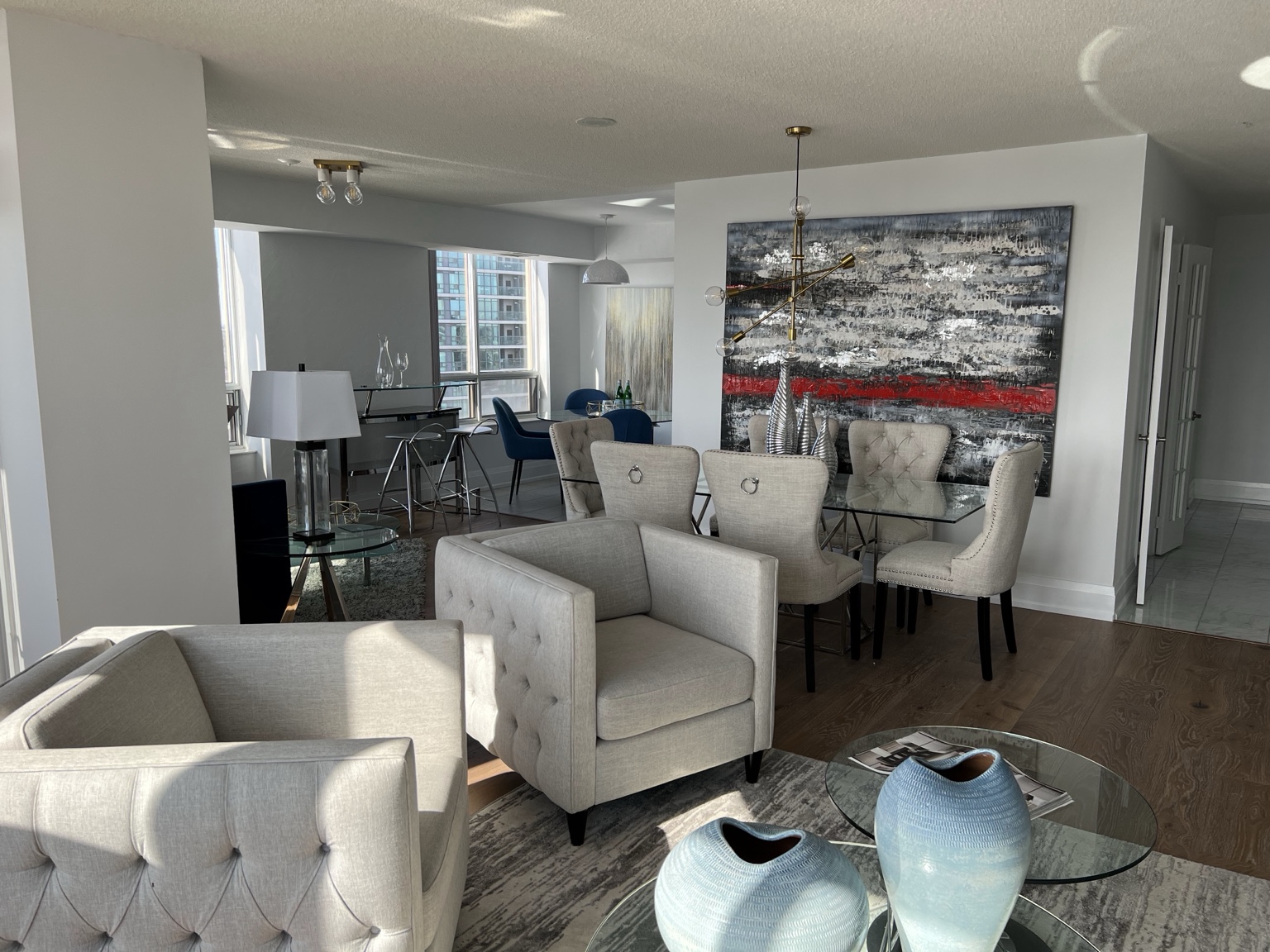 Finished condo living and dining space