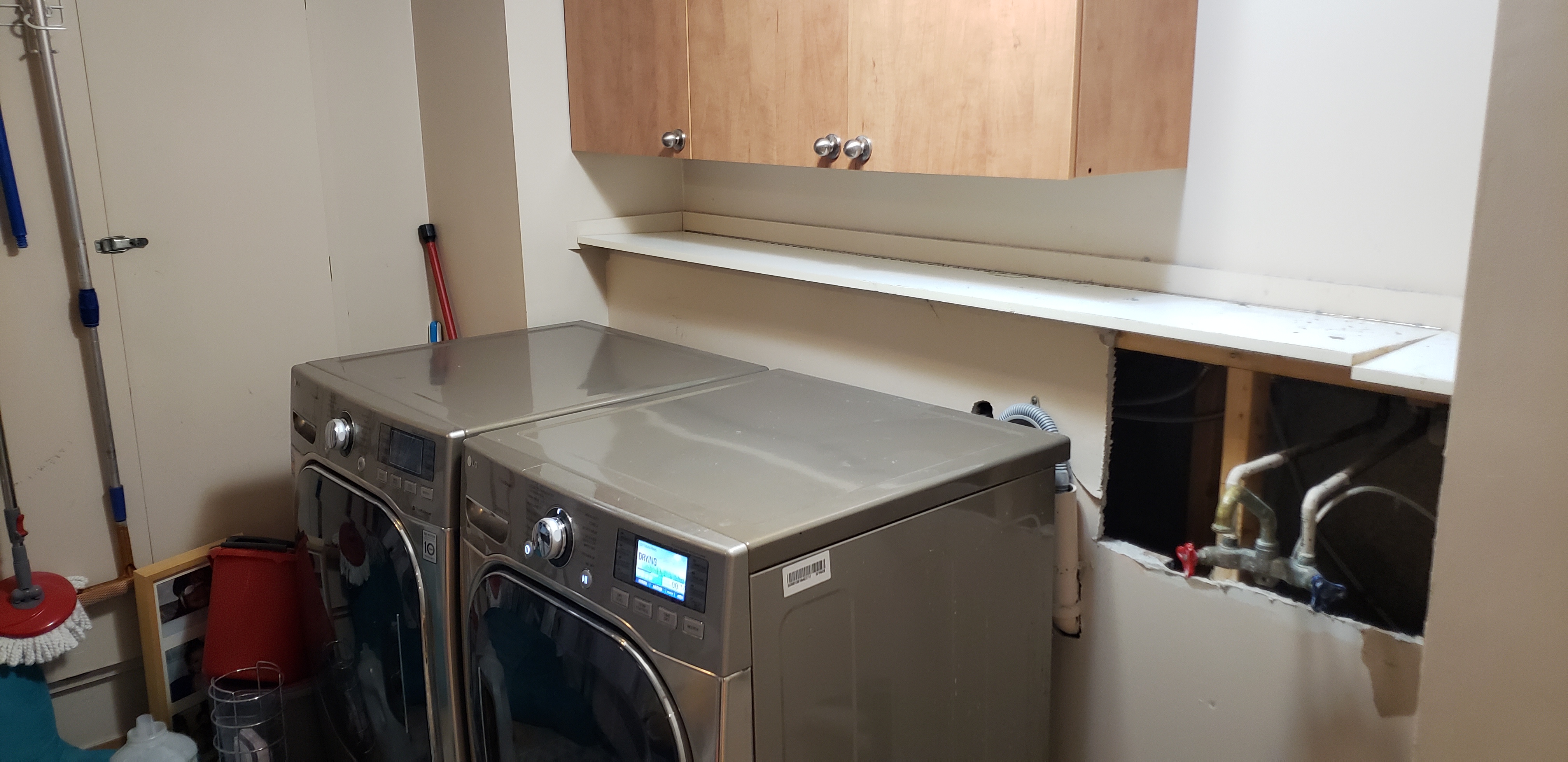 Laundry plumbing repair: affected area